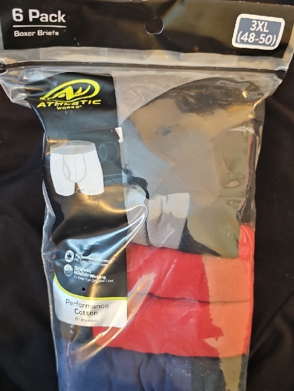 Athletic Works 6-Pack Men’s Boxer Briefs - Red, Gray, Navy